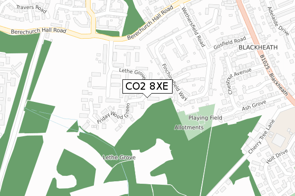 CO2 8XE map - large scale - OS Open Zoomstack (Ordnance Survey)