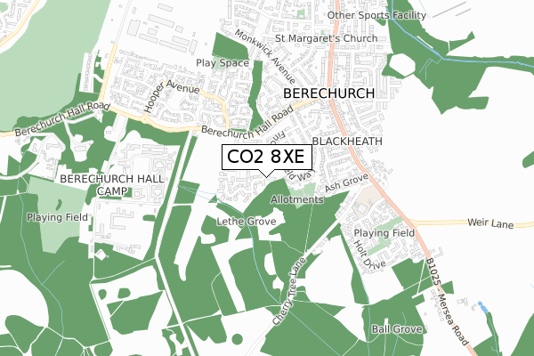 CO2 8XE map - small scale - OS Open Zoomstack (Ordnance Survey)