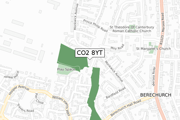 CO2 8YT map - large scale - OS Open Zoomstack (Ordnance Survey)