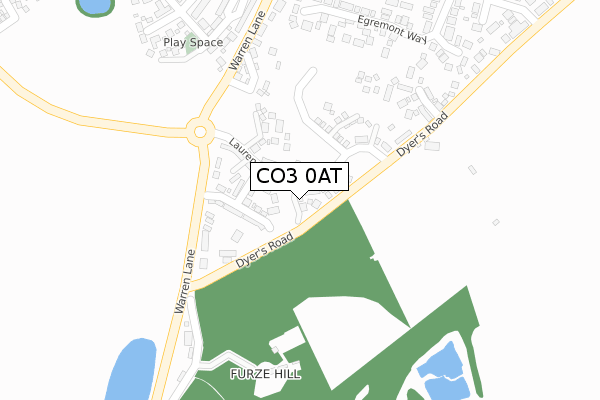 CO3 0AT map - large scale - OS Open Zoomstack (Ordnance Survey)
