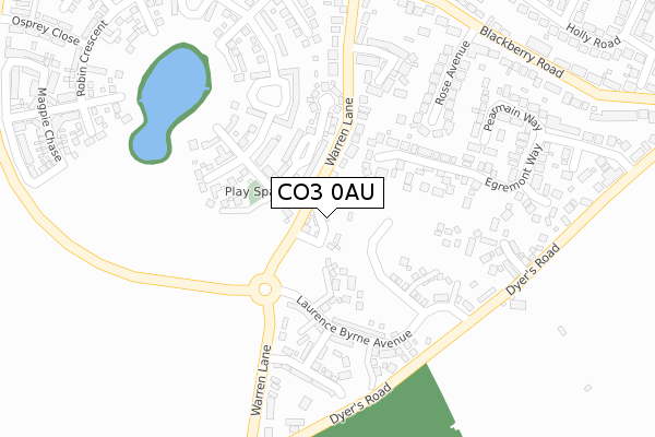 CO3 0AU map - large scale - OS Open Zoomstack (Ordnance Survey)