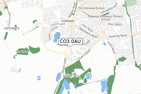 CO3 0AU map - small scale - OS Open Zoomstack (Ordnance Survey) CO3 0AU map - small scale - OS Open Zoomstack (Ordnance Survey)