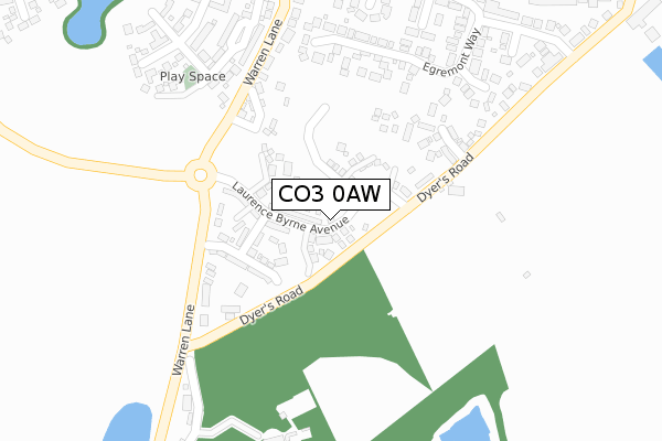 CO3 0AW map - large scale - OS Open Zoomstack (Ordnance Survey)