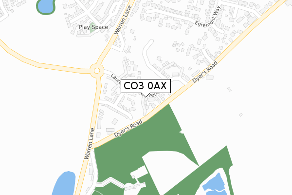 CO3 0AX map - large scale - OS Open Zoomstack (Ordnance Survey)