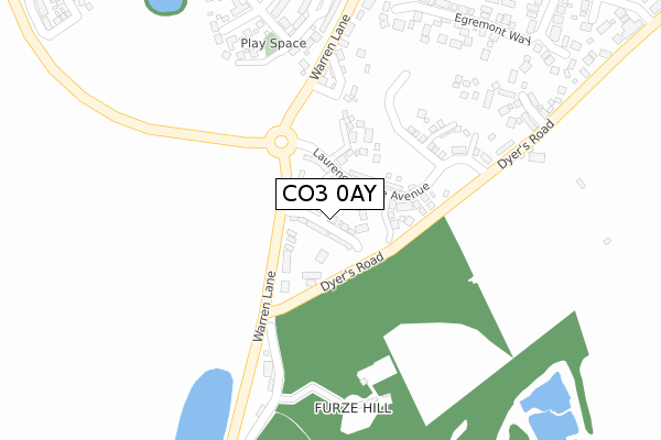 CO3 0AY map - large scale - OS Open Zoomstack (Ordnance Survey)