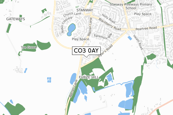 CO3 0AY map - small scale - OS Open Zoomstack (Ordnance Survey) CO3 0AY map - small scale - OS Open Zoomstack (Ordnance Survey)