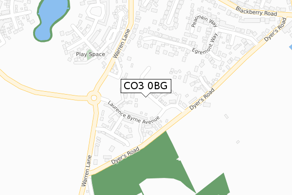 CO3 0BG map - large scale - OS Open Zoomstack (Ordnance Survey)