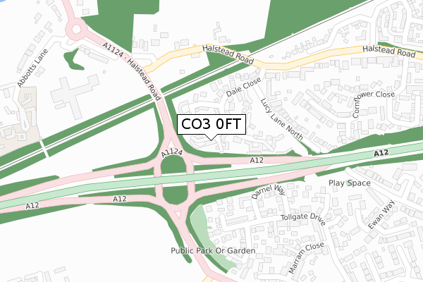 CO3 0FT map - large scale - OS Open Zoomstack (Ordnance Survey)