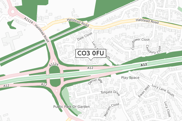 CO3 0FU map - large scale - OS Open Zoomstack (Ordnance Survey)