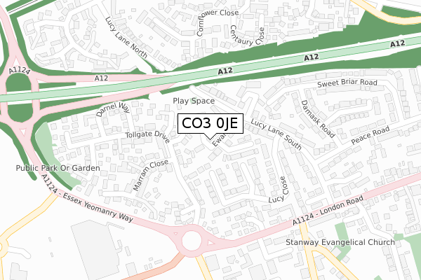 CO3 0JE map - large scale - OS Open Zoomstack (Ordnance Survey)