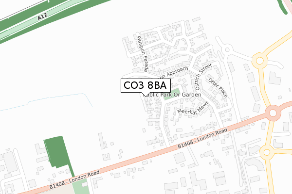 CO3 8BA map - large scale - OS Open Zoomstack (Ordnance Survey)