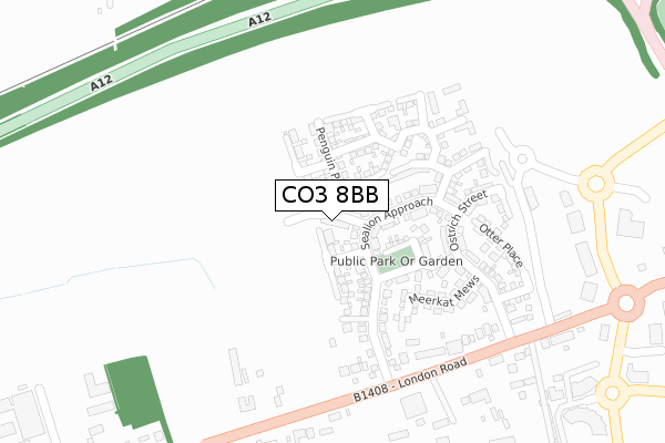 CO3 8BB map - large scale - OS Open Zoomstack (Ordnance Survey)