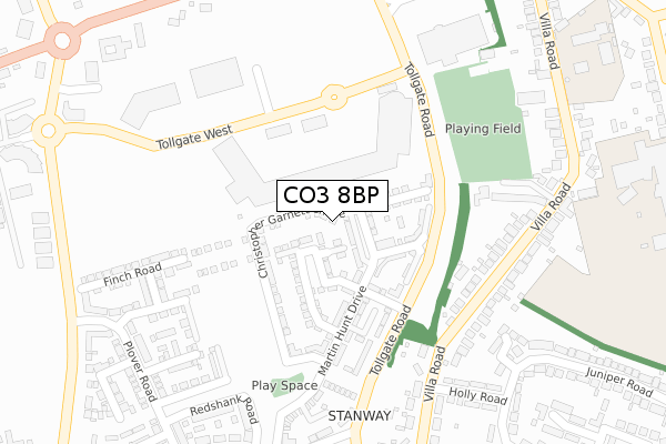 CO3 8BP map - large scale - OS Open Zoomstack (Ordnance Survey)