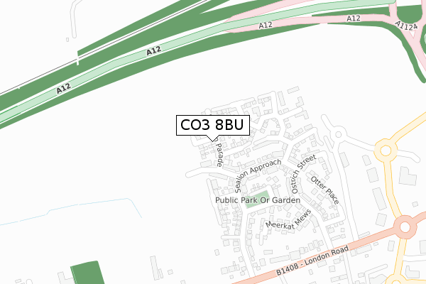 CO3 8BU map - large scale - OS Open Zoomstack (Ordnance Survey)