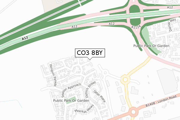 CO3 8BY map - large scale - OS Open Zoomstack (Ordnance Survey)