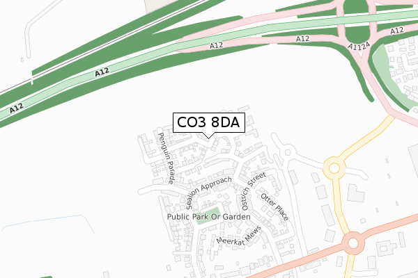 CO3 8DA map - large scale - OS Open Zoomstack (Ordnance Survey)