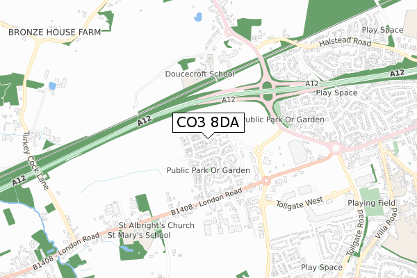 CO3 8DA map - small scale - OS Open Zoomstack (Ordnance Survey) CO3 8DA map - small scale - OS Open Zoomstack (Ordnance Survey)