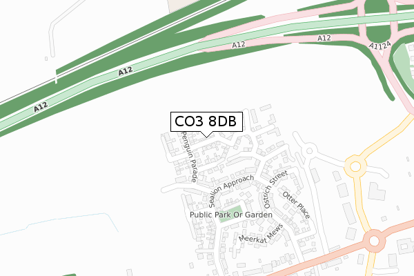 CO3 8DB map - large scale - OS Open Zoomstack (Ordnance Survey)