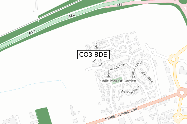 CO3 8DE map - large scale - OS Open Zoomstack (Ordnance Survey)