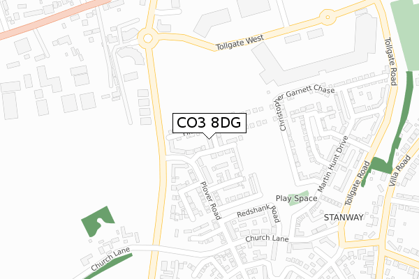 CO3 8DG map - large scale - OS Open Zoomstack (Ordnance Survey)