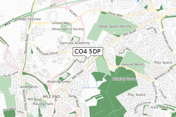 CO4 5DP map - small scale - OS Open Zoomstack (Ordnance Survey)