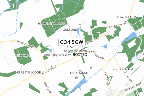 CO4 5GW map - small scale - OS Open Zoomstack (Ordnance Survey)