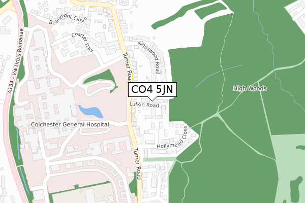 CO4 5JN map - large scale - OS Open Zoomstack (Ordnance Survey)