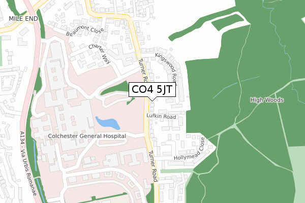 CO4 5JT map - large scale - OS Open Zoomstack (Ordnance Survey)
