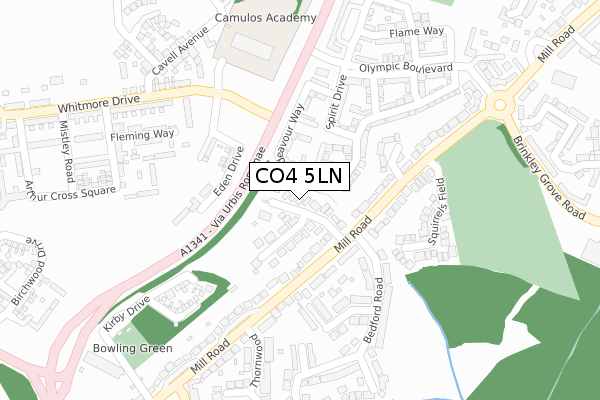 CO4 5LN map - large scale - OS Open Zoomstack (Ordnance Survey)