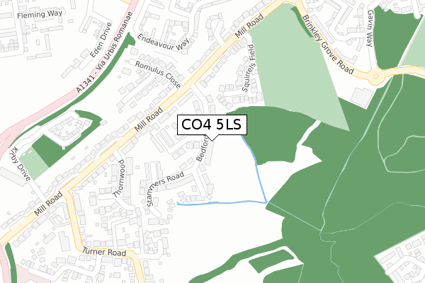 CO4 5LS map - large scale - OS Open Zoomstack (Ordnance Survey)