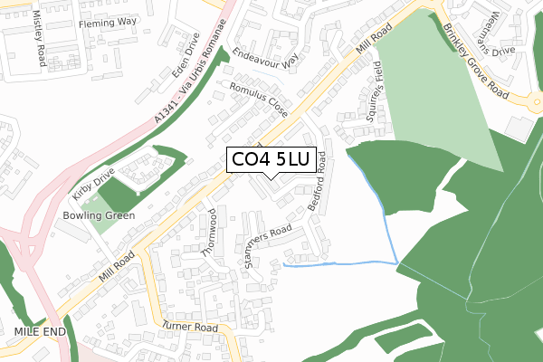 CO4 5LU map - large scale - OS Open Zoomstack (Ordnance Survey)