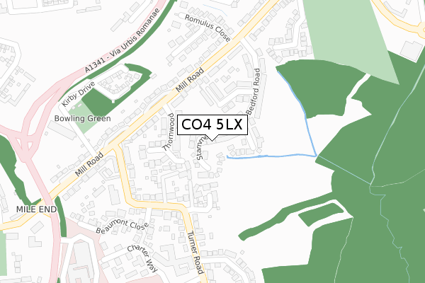 CO4 5LX map - large scale - OS Open Zoomstack (Ordnance Survey)