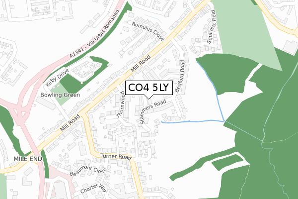 CO4 5LY map - large scale - OS Open Zoomstack (Ordnance Survey)