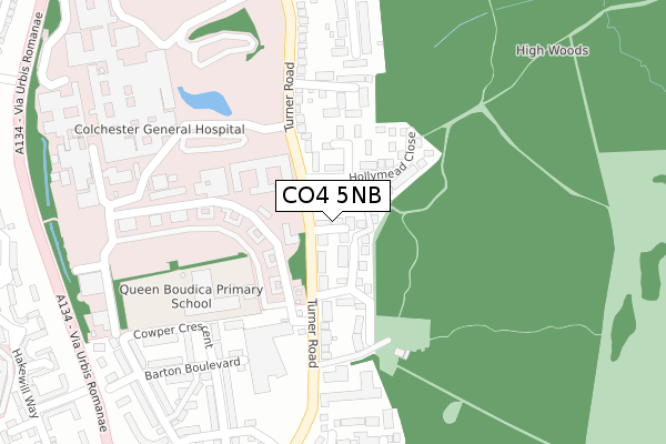 CO4 5NB map - large scale - OS Open Zoomstack (Ordnance Survey)