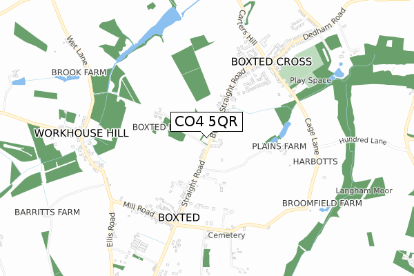 CO4 5QR map - small scale - OS Open Zoomstack (Ordnance Survey)
