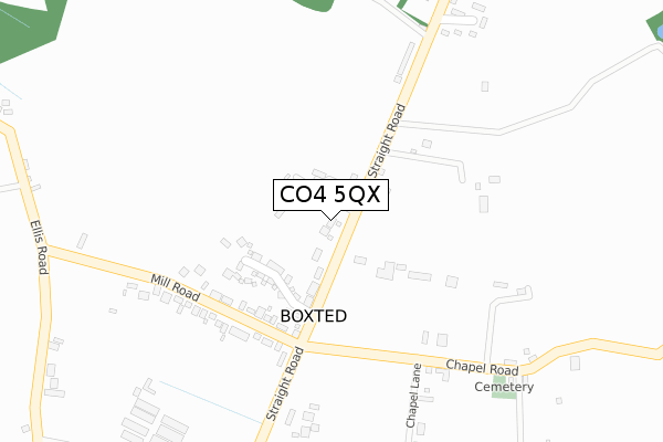 CO4 5QX map - large scale - OS Open Zoomstack (Ordnance Survey)