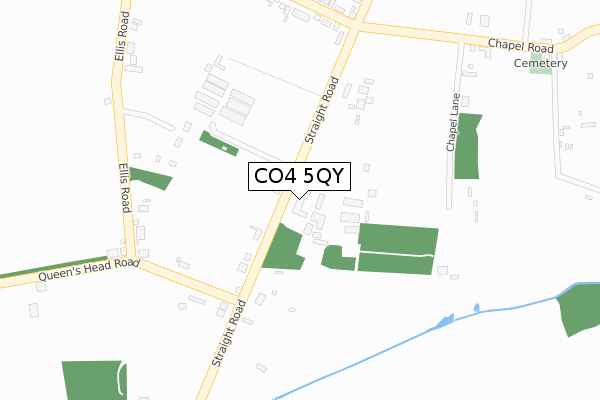 CO4 5QY map - large scale - OS Open Zoomstack (Ordnance Survey)