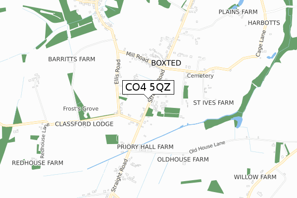 CO4 5QZ map - small scale - OS Open Zoomstack (Ordnance Survey)