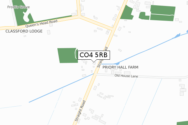 CO4 5RB map - large scale - OS Open Zoomstack (Ordnance Survey)