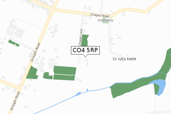 CO4 5RP map - large scale - OS Open Zoomstack (Ordnance Survey)