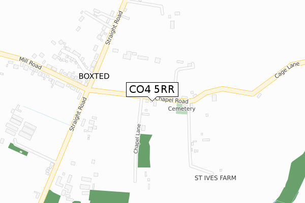 CO4 5RR map - large scale - OS Open Zoomstack (Ordnance Survey)