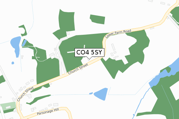 CO4 5SY map - large scale - OS Open Zoomstack (Ordnance Survey)