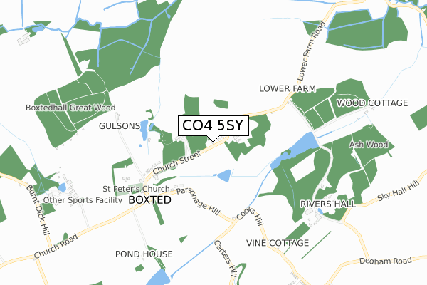 CO4 5SY map - small scale - OS Open Zoomstack (Ordnance Survey)