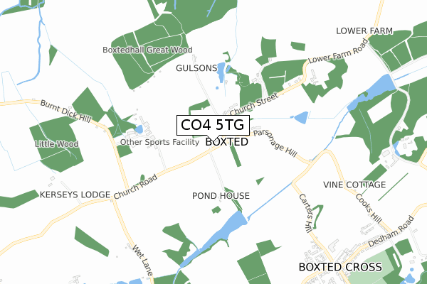 CO4 5TG map - small scale - OS Open Zoomstack (Ordnance Survey)