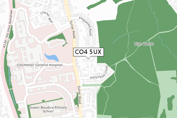 CO4 5UX map - large scale - OS Open Zoomstack (Ordnance Survey)