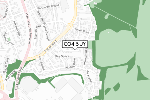 CO4 5UY map - large scale - OS Open Zoomstack (Ordnance Survey)