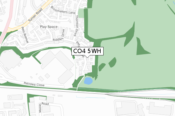 CO4 5WH map - large scale - OS Open Zoomstack (Ordnance Survey)