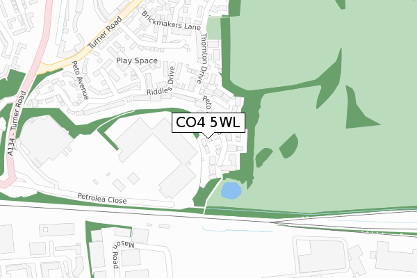 CO4 5WL map - large scale - OS Open Zoomstack (Ordnance Survey)