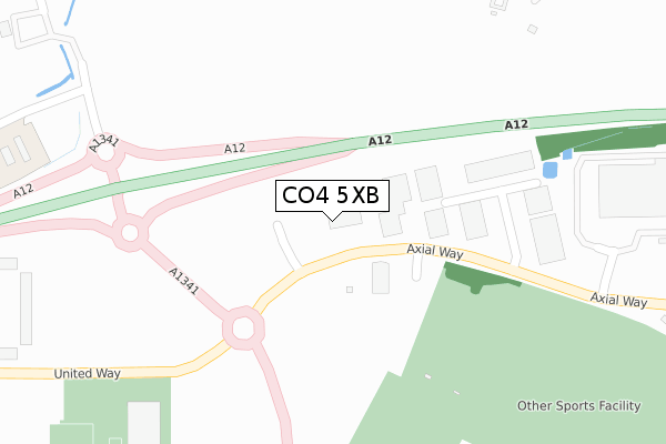 CO4 5XB map - large scale - OS Open Zoomstack (Ordnance Survey)