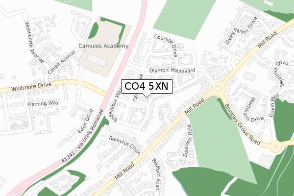 CO4 5XN map - large scale - OS Open Zoomstack (Ordnance Survey)